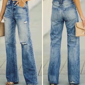 KanCan 1990s Wide Leg Jeans Med Wash High Rise Denim
